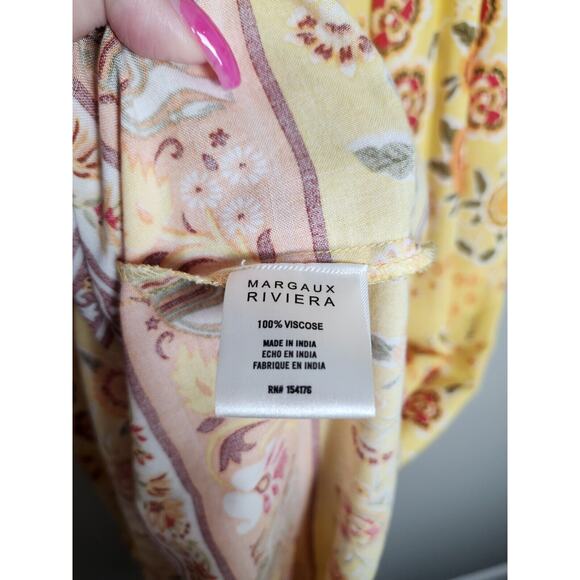 Margaux Riviera Maxi Dress Size Small Yellow Floral Boho Short Sleeve - Picture 3 of 5